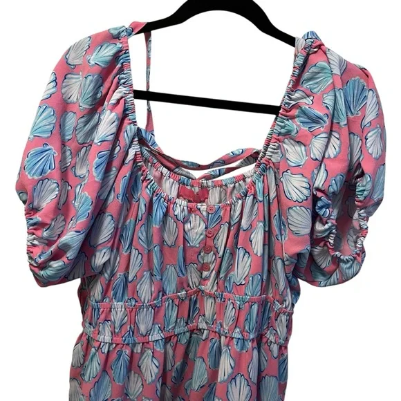 Simply southern pink blue seashells shells preppy beach spring summer dress xl - Picture 3 of 7